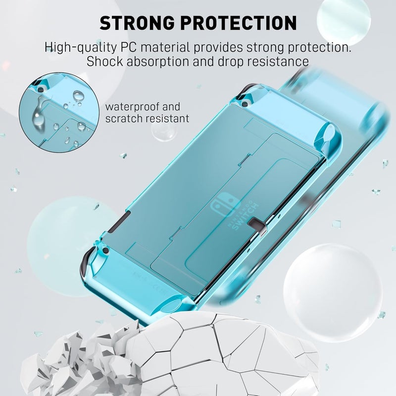 FANPL [Improved Version] Dockable Clear Case for Nintendo Switch OLED 2021, Protective Case Cover for Switch OLED and Joy Con Controller - Strong and Durable, Not Easy to Fall Off (Blue) - Image 2